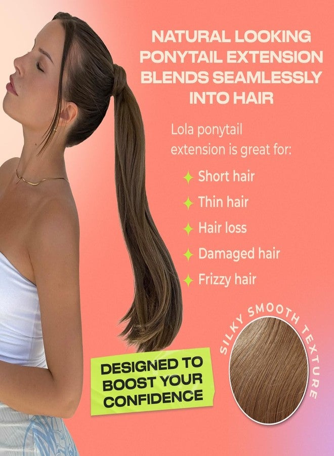 اي ان اتش وصلة شعر لولا من آي إن إتش هير - بني رمادي | وصلة شعر لولا بطول 17 بوصة، ذيل حصان مستقيم بمشبك مع ثنية، قاعدة مشط ثابتة وتصميم ملفوف، طول متوسط للنساء، شعر صناعي نباتي خفيف الوزن - Image 5